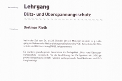 Teilnahme Lehrgang Blitz- und Überspannungsschutz